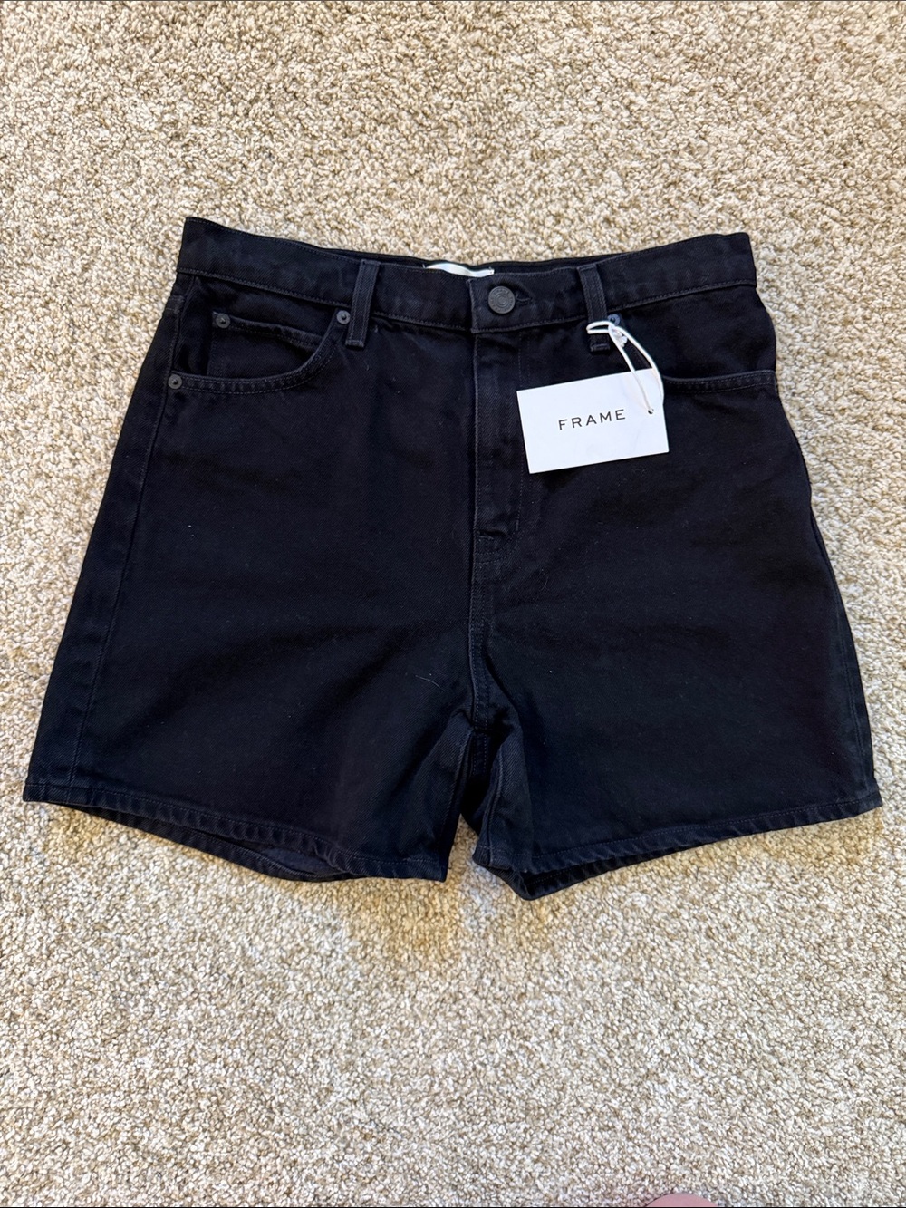 Frame Denim Black High-Rise Jean Shorts